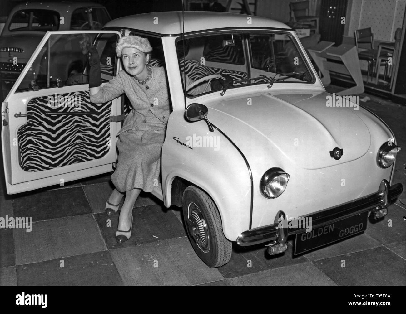 Transport / Transport, Auto, Fahrzeugvarianten, Goggomobil, Automesse, Earls Court, London, 16.10.1956, Additional-Rights-Clearences-not available Stockfoto