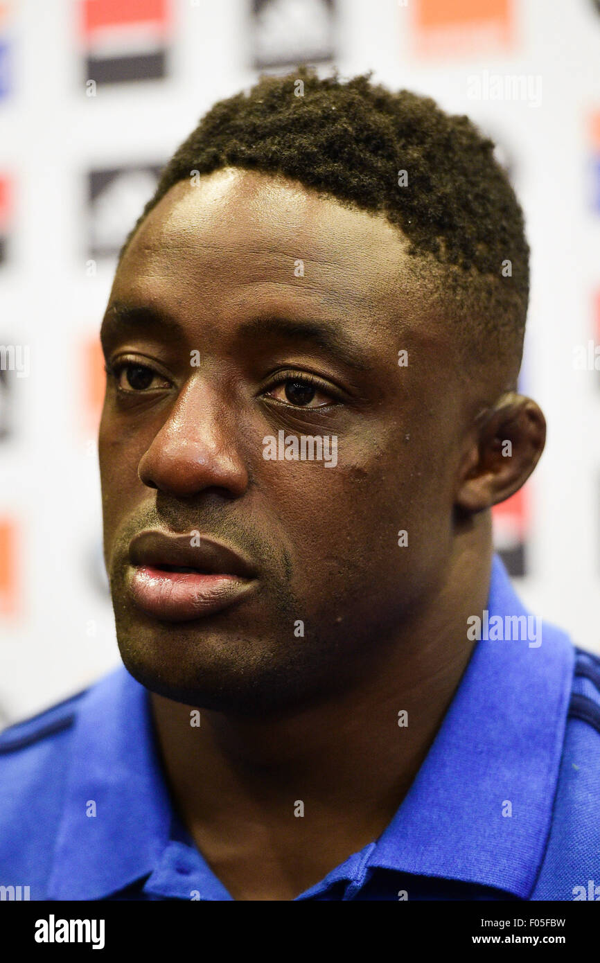 Marcoussis, Paris, Frankreich. 4. August 2015. Französische internationale Rugby-Team-Pressekonferenz. Yannick Nyanga © Aktion Plus Sport/Alamy Live-Nachrichten Stockfoto