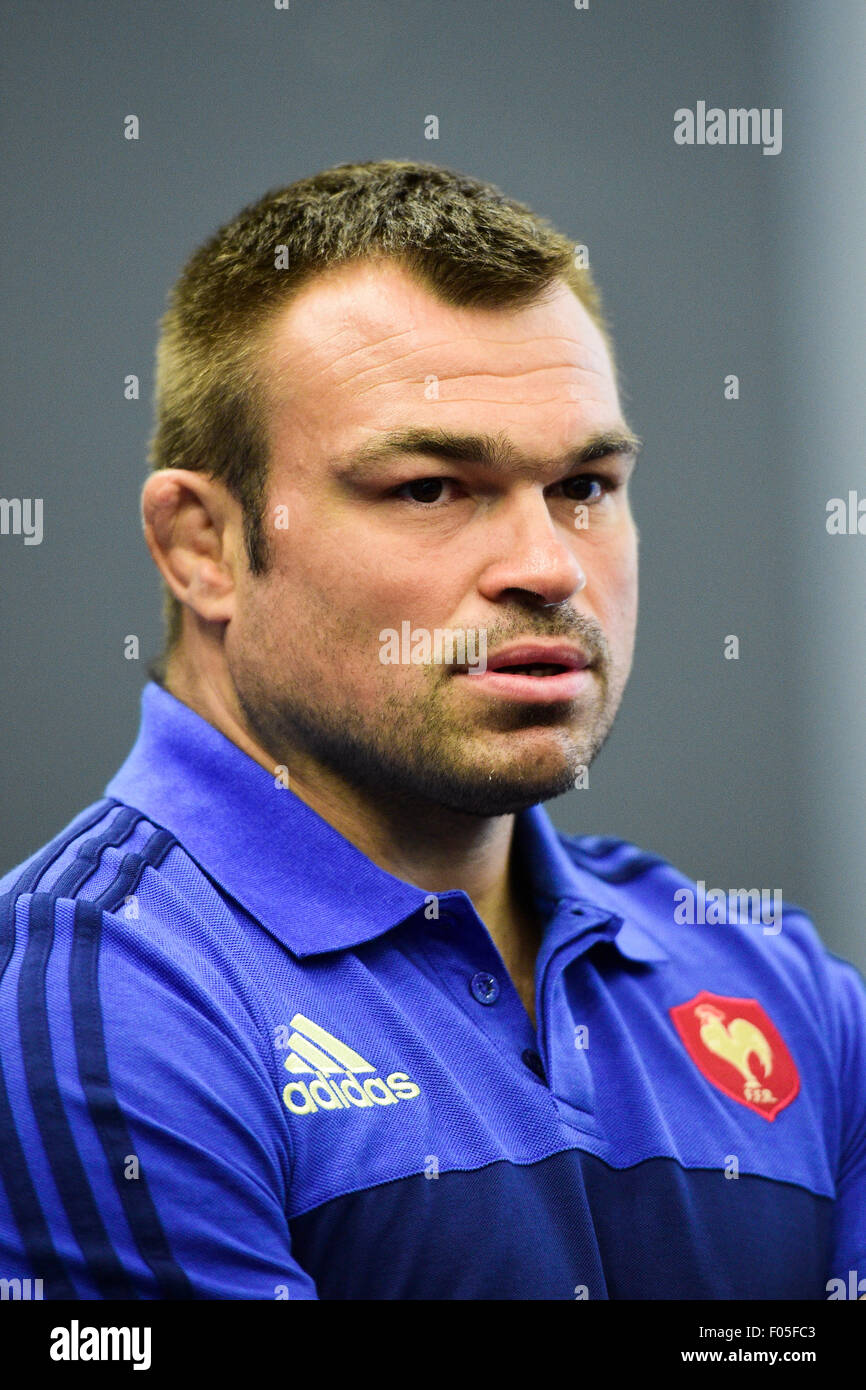 Marcoussis, Paris, Frankreich. 4. August 2015. Französische internationale Rugby-Team-Pressekonferenz. Nicolas Mas © Aktion Plus Sport/Alamy Live-Nachrichten Stockfoto