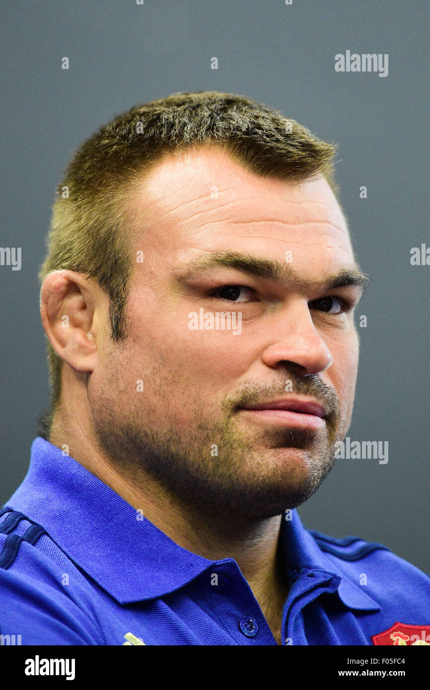 Marcoussis, Paris, Frankreich. 4. August 2015. Französische internationale Rugby-Team-Pressekonferenz. Nicolas Mas © Aktion Plus Sport/Alamy Live-Nachrichten Stockfoto