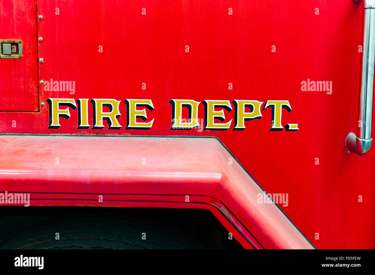 Abt. Schriftzug auf Feuerwehrauto Feuer Stockfoto