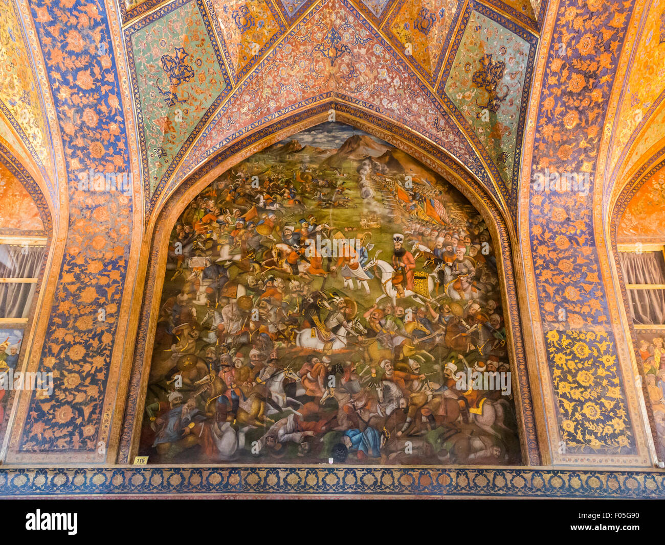 Voltigieren der Haupthalle, Chehel Sutun Palast, Isfahan, Iran Stockfoto