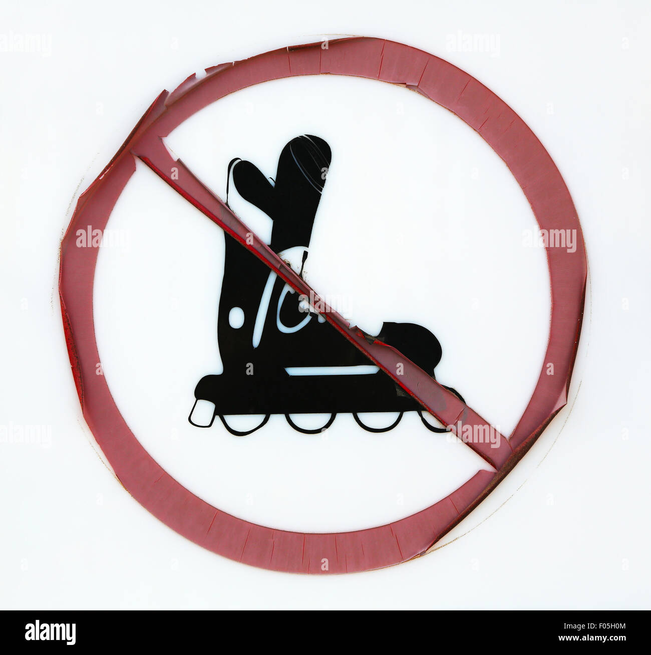 Zeichen verbietet Einsatz von Rollerblades Stockfoto
