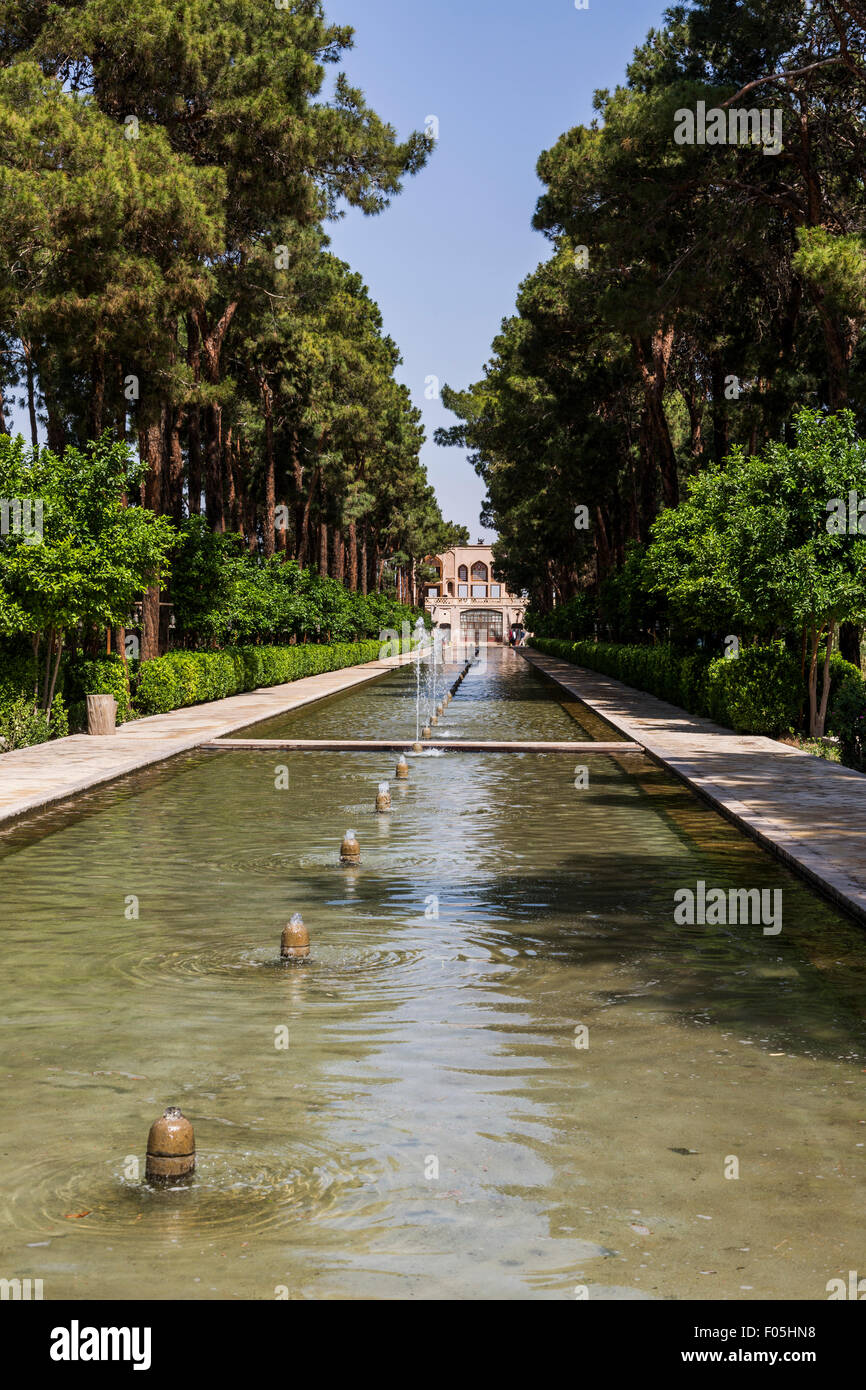 wichtigsten Wasserkanal, Dawlatabad Garten, Yazd, Iran Stockfoto