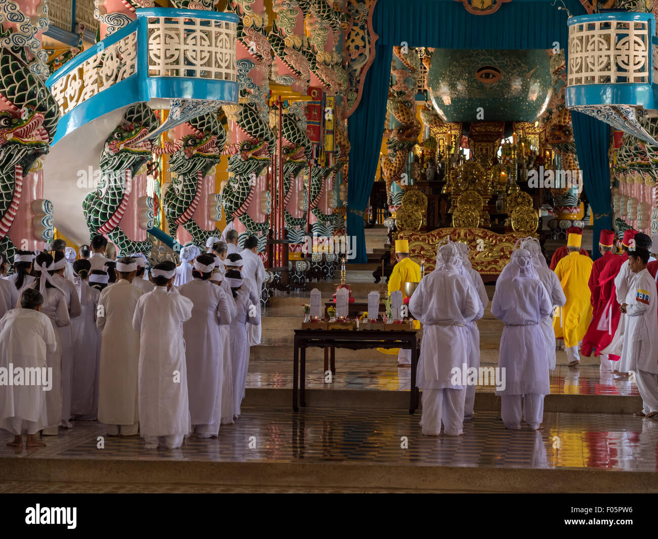 Cao Dai Tempel in Tay Ninh, Vietnam Stockfoto