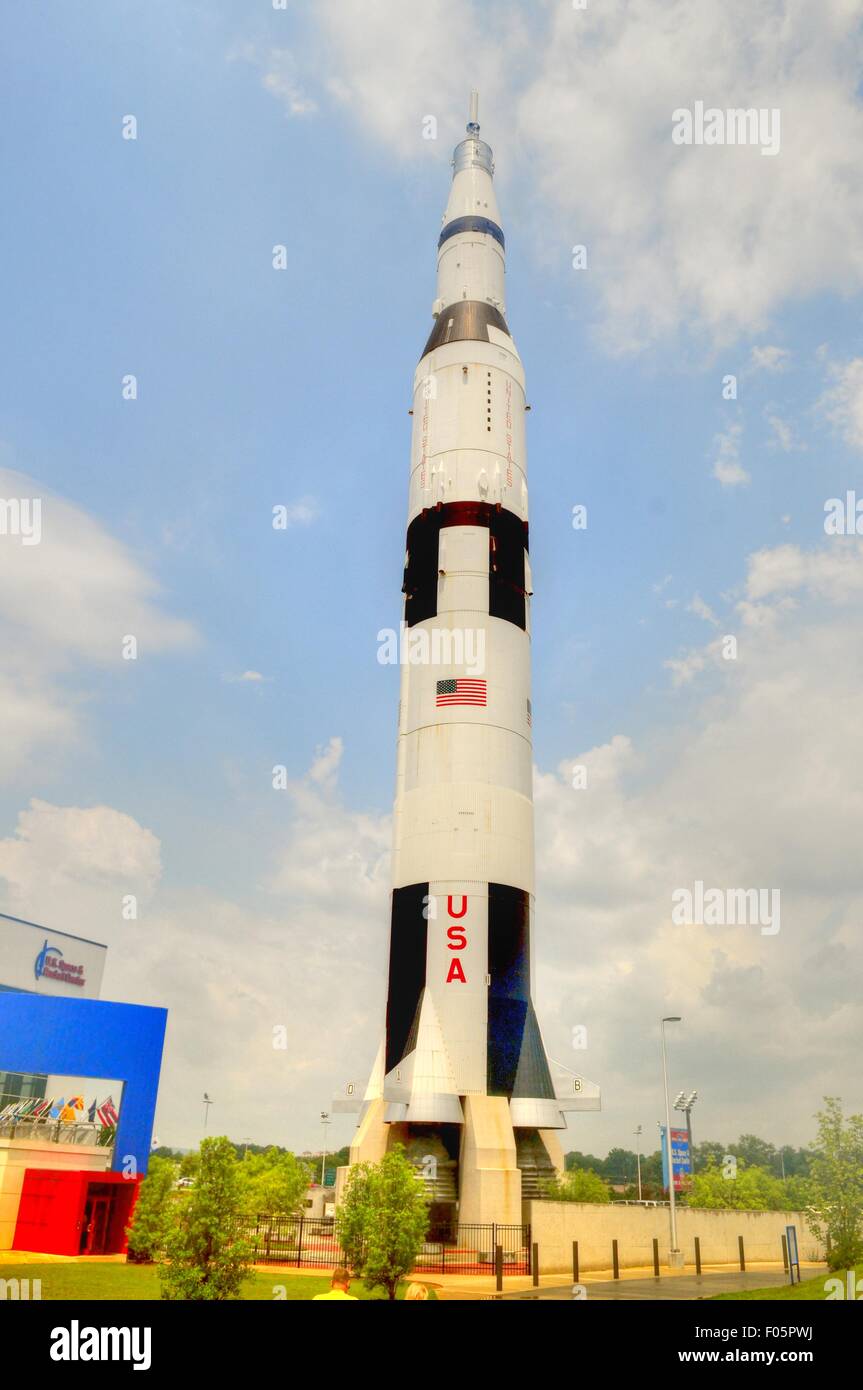 Apollo-Rakete-Stand auf dem Gelände der US-Raum & Rocket Center in Huntsville Alabama Stockfoto