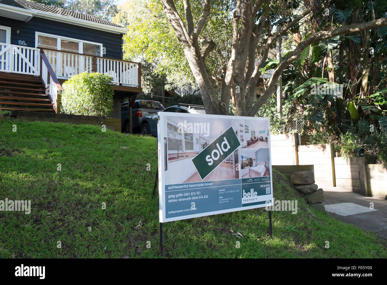 Sydney Australien Immobilien Haus Hause vermarktet durch Grundstücksmakler verkauft jetzt, new-South.Wales, Australien Stockfoto