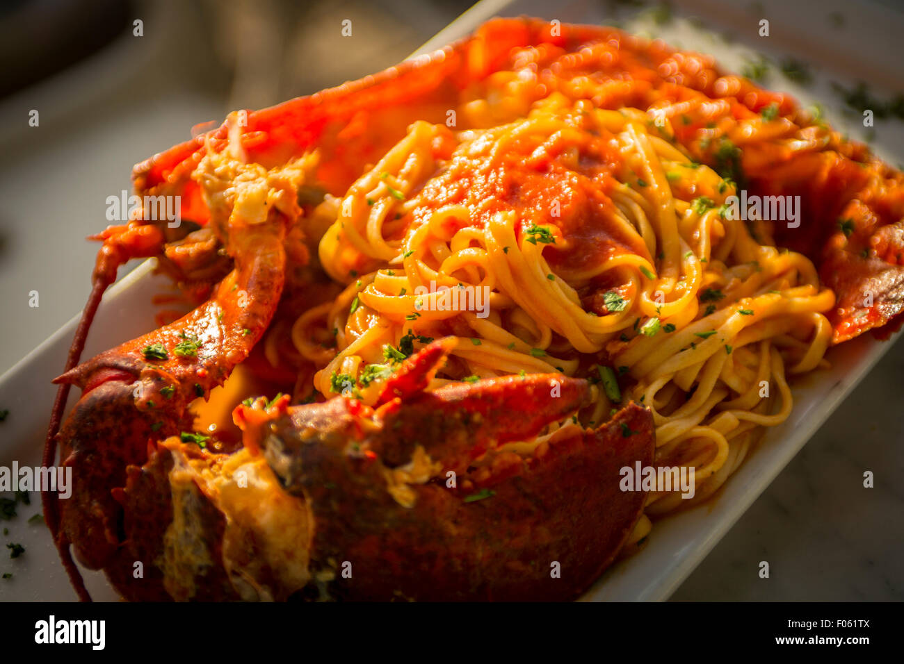 Hummer-linguine Stockfoto