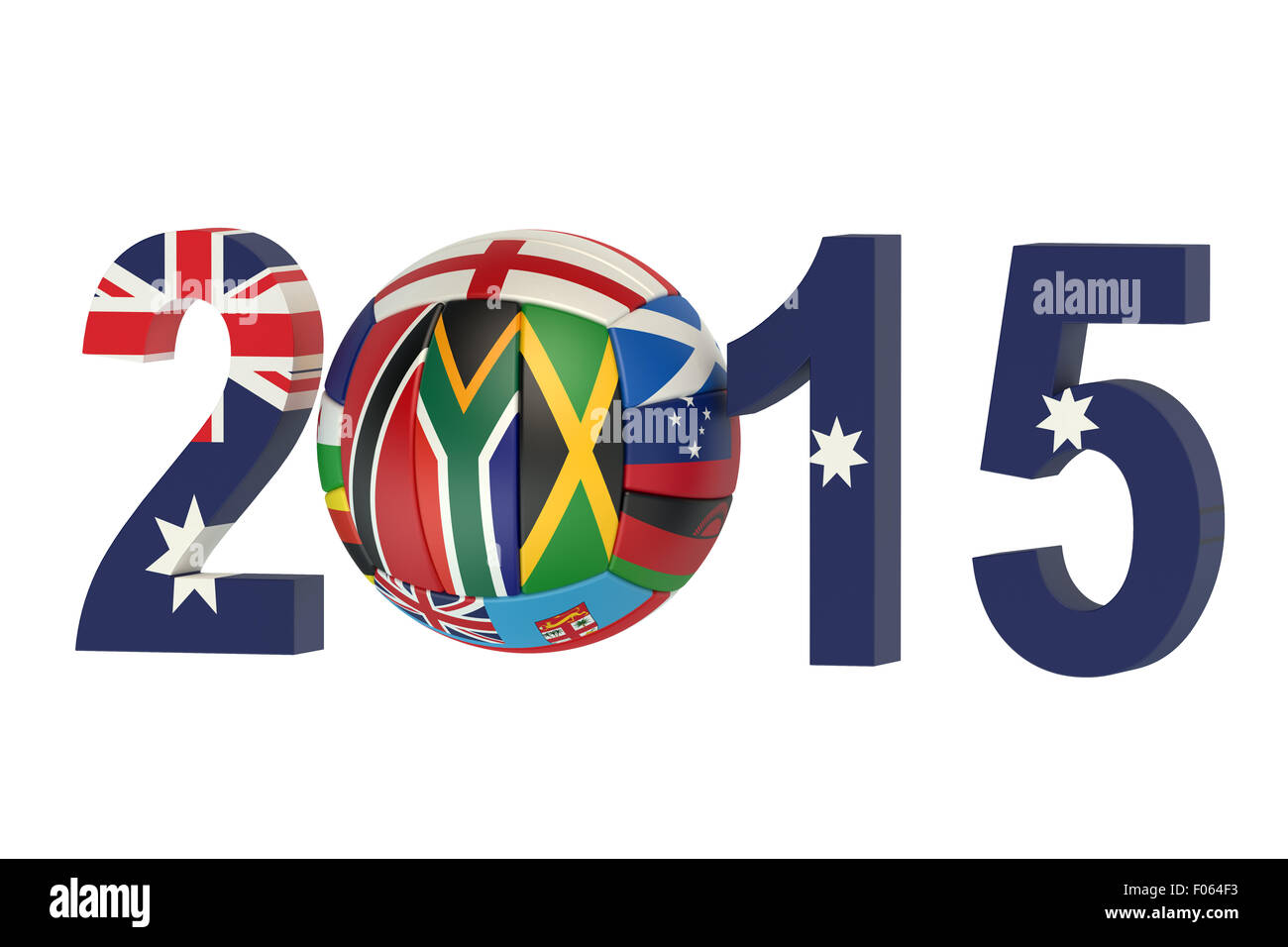 Korbball Meisterschaft 2015 Australien Konzept isoliert auf weißem Hintergrund Stockfoto