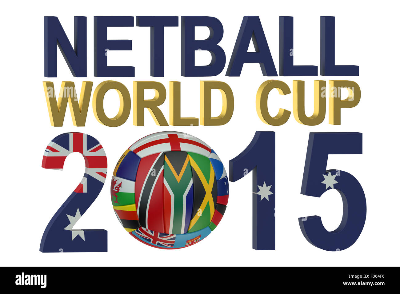 Korbball World Cup 2015 Australien Konzept isoliert auf weißem Hintergrund Stockfoto