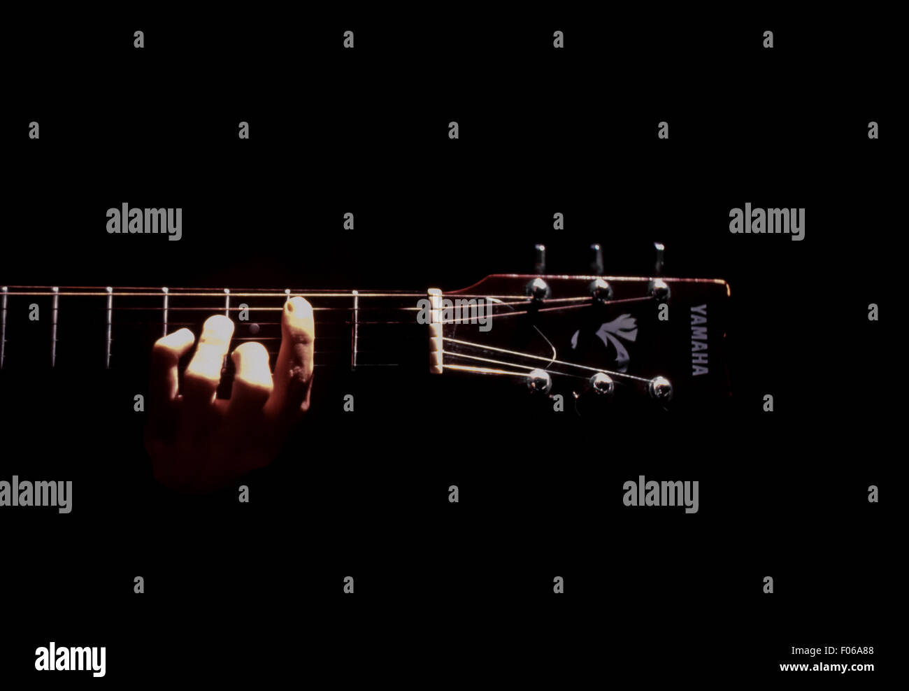 Finger spielen Gitarren-Akkord. Stockfoto