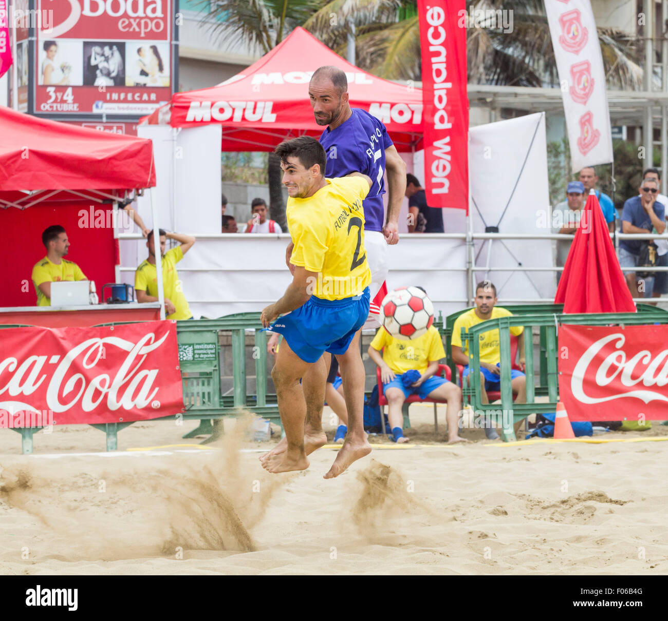 Beach-Fußball-Turnier in Spanien Stockfoto