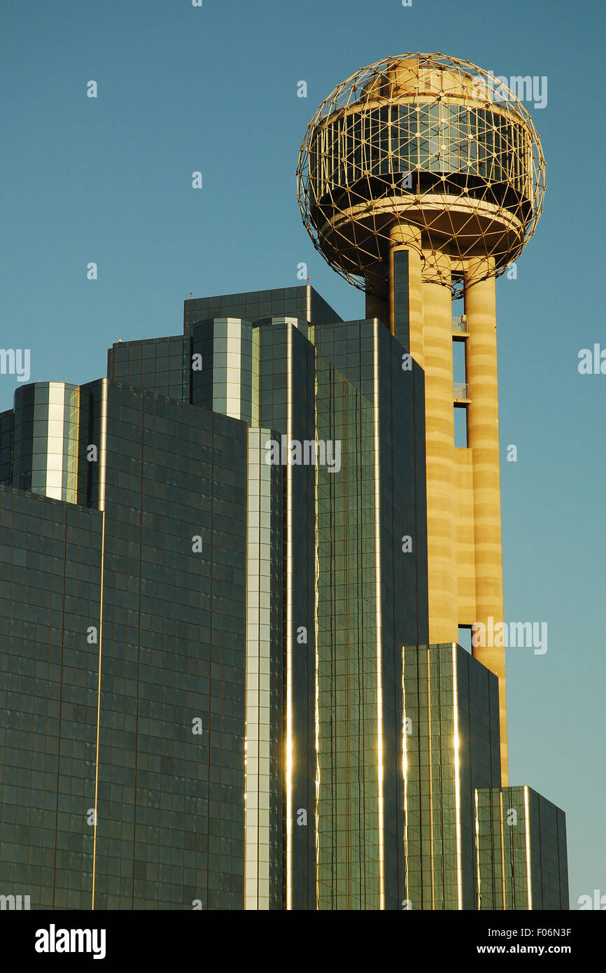 Die Reunion Turm und Center in Dallas, Texas Stockfoto