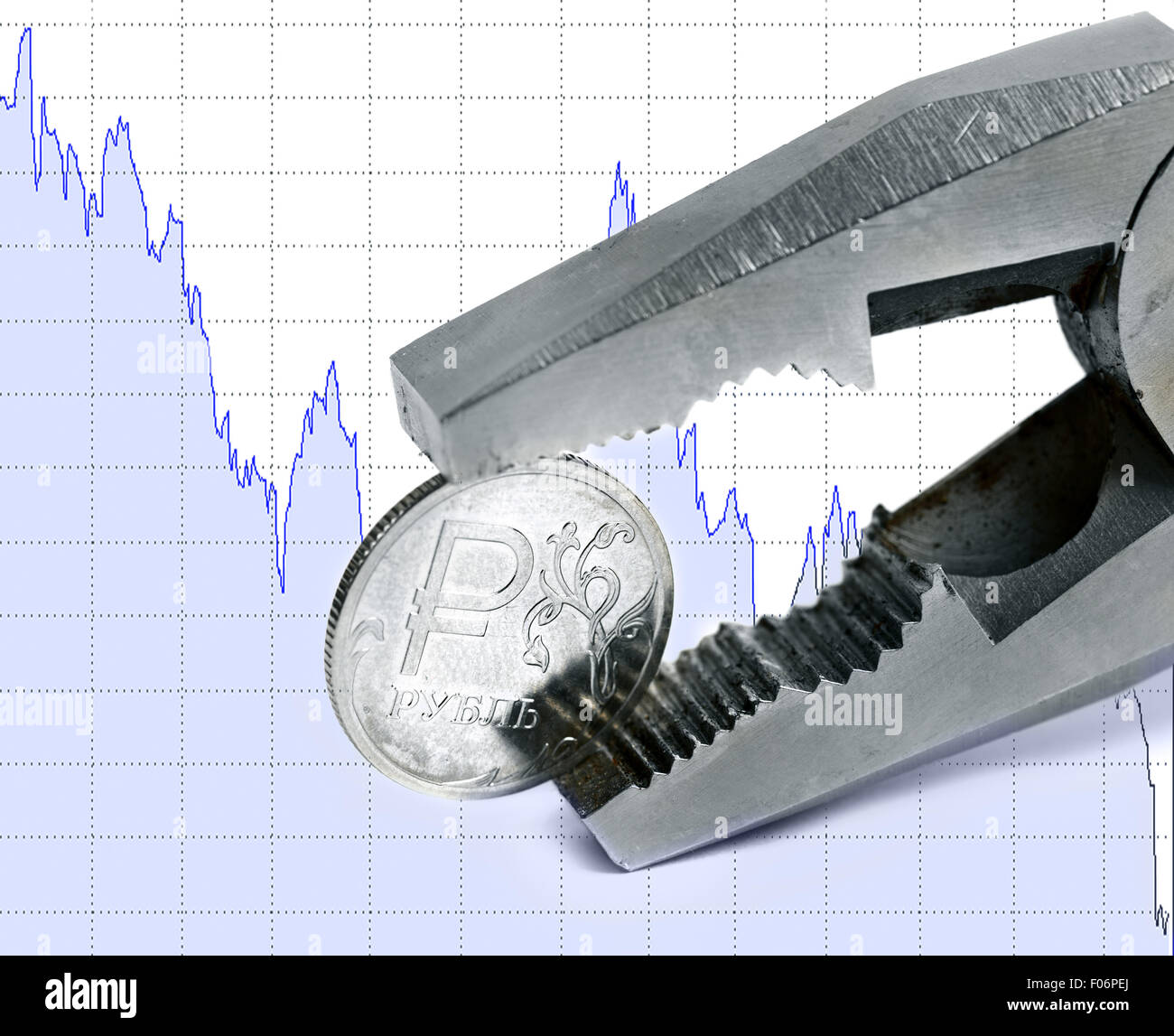 Rubel Zusammenbruch Crash Kurs auf internationale Aktien Stockfoto