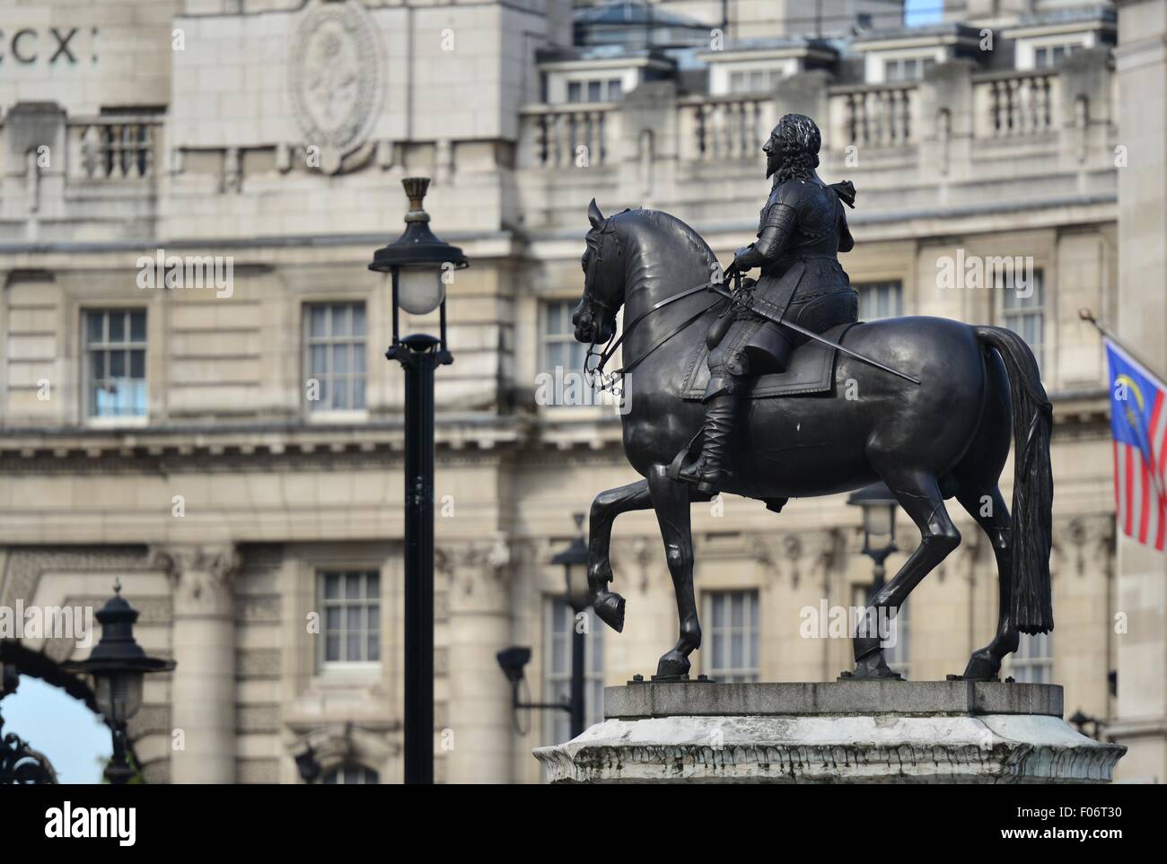 Eine Statue von König Charles 1 St im Stadtzentrum von London Stockfoto