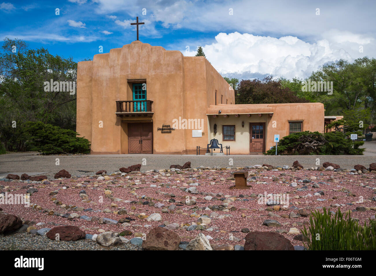 Die ersten presbyterianischen Kirche in Taos, New Mexico, USA. Stockfoto