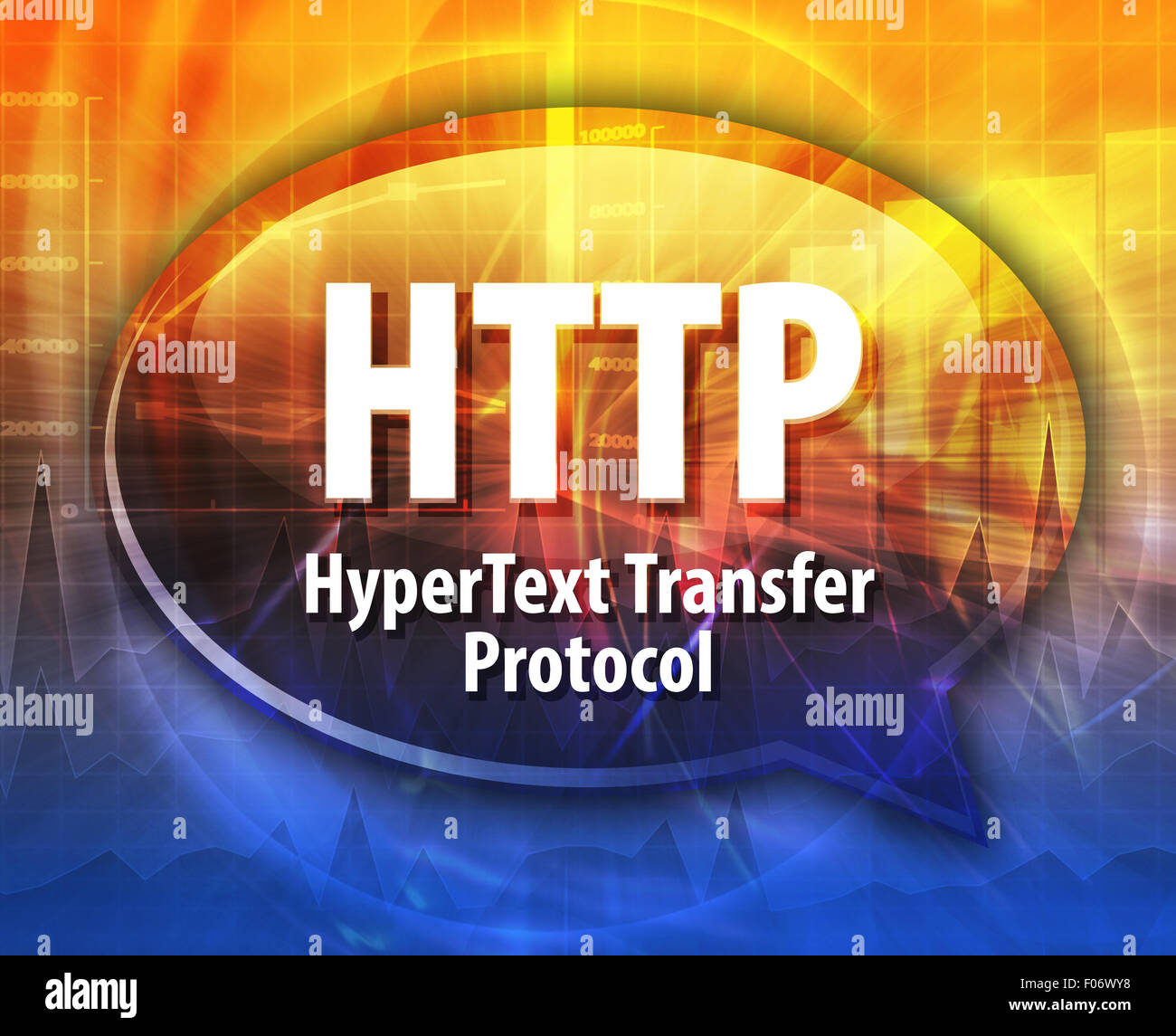 Rede-Blase Darstellung der Informationen Technologie Abkürzung Abkürzung Begriffsdefinition HTTP Hypertext Transfer Protocol Stockfoto