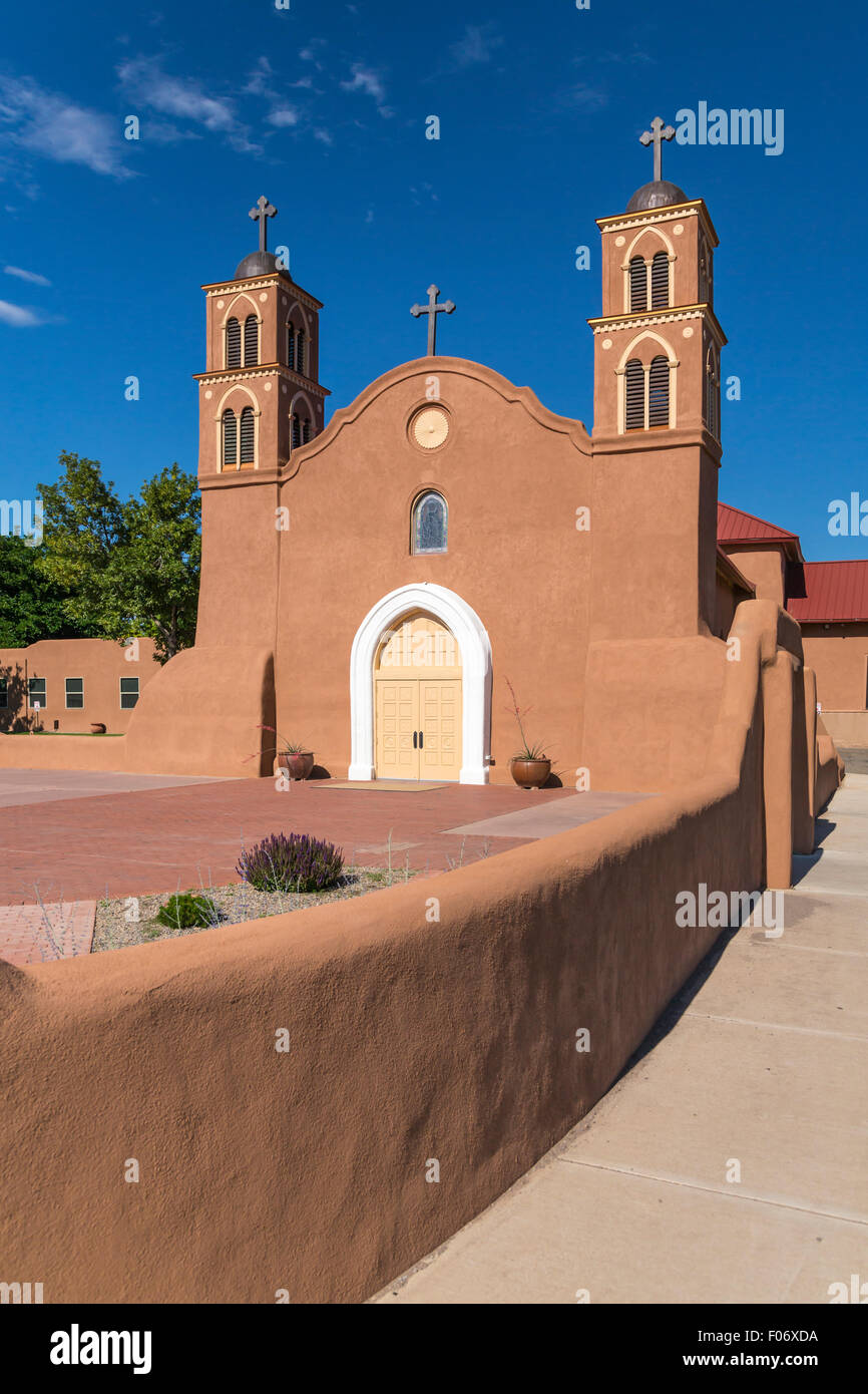 Die alten San Miguel Mission Kirchenkomplex in Socorro, New Mexico, USA. Stockfoto