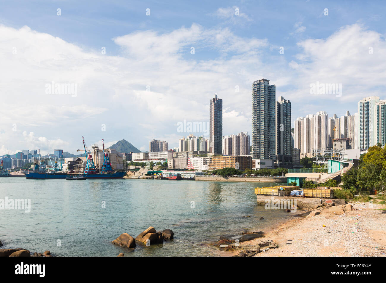 Einen Strand in Yau Tong Lage in Kowloon, Hongkong Stockfoto