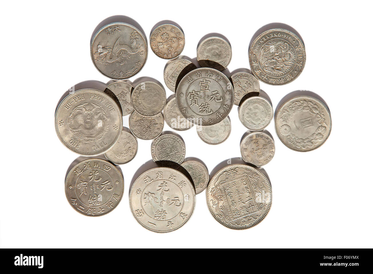Riesiger Haufen der China Münzen Stockfoto