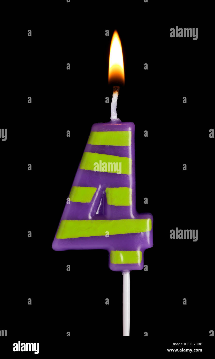 Kerze Nummer 4 Stockfoto