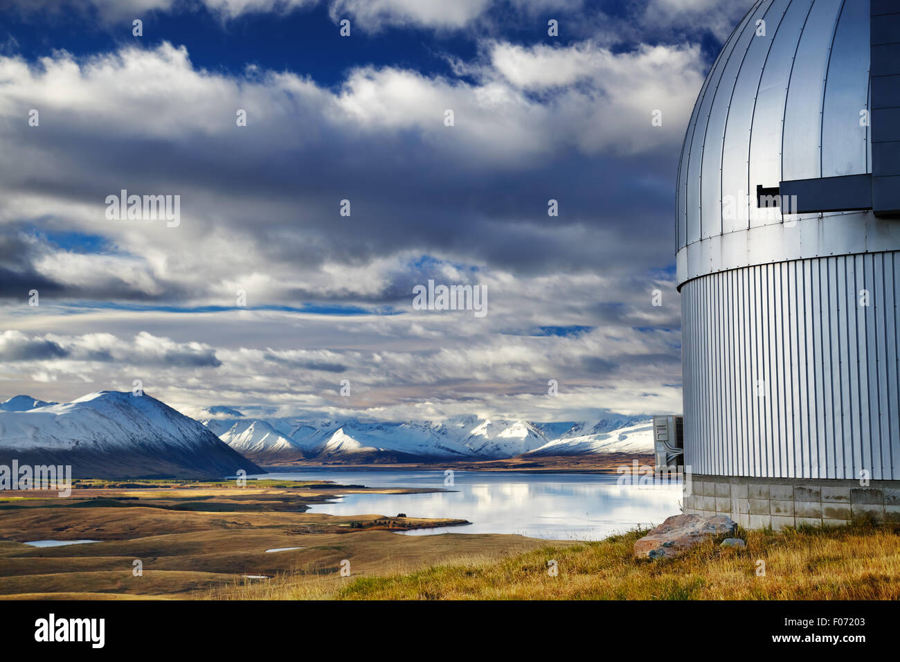 Blick vom Mount John Observatorium, Lake Tekapo, Mackenzie Country, New Zealand Stockfoto