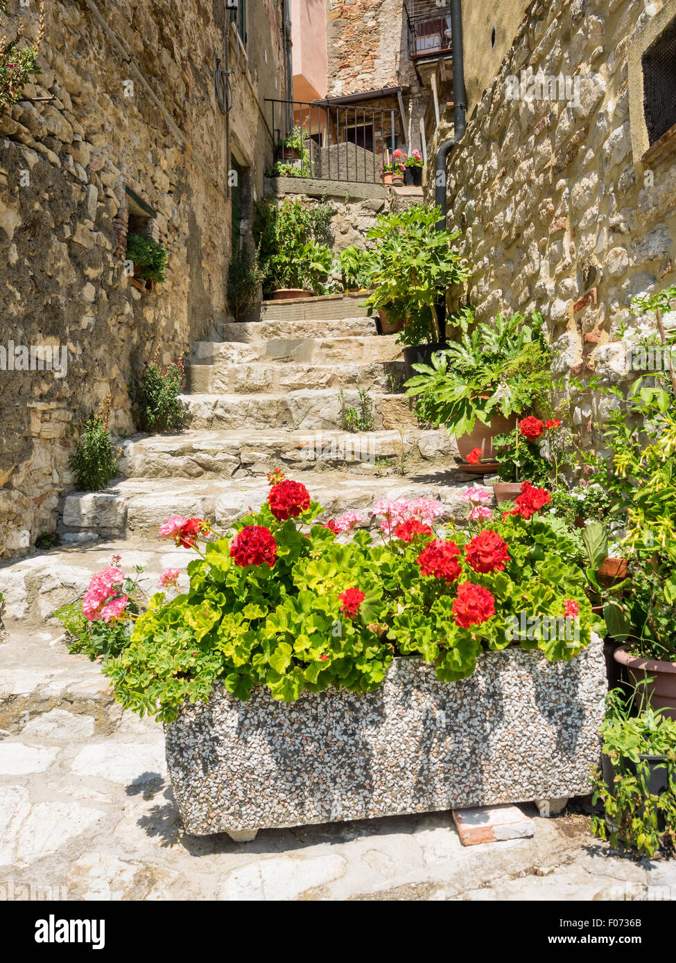 Kleine Straße in Sasso Pisano Toskana, Italien Stockfoto