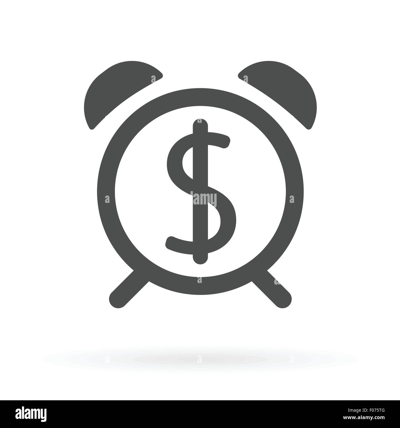 Dollarzeichen mit Wecker als Zeit ist Geld-Konzept-Symbol-Vektor-Illustration. Stock Vektor