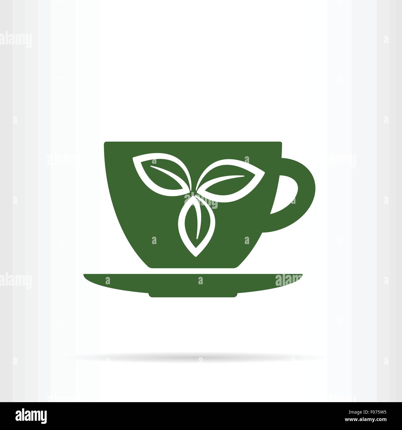Teeblatt auf Cup als Tee-Zeit-Symbol-Vektor-illustration Stock Vektor