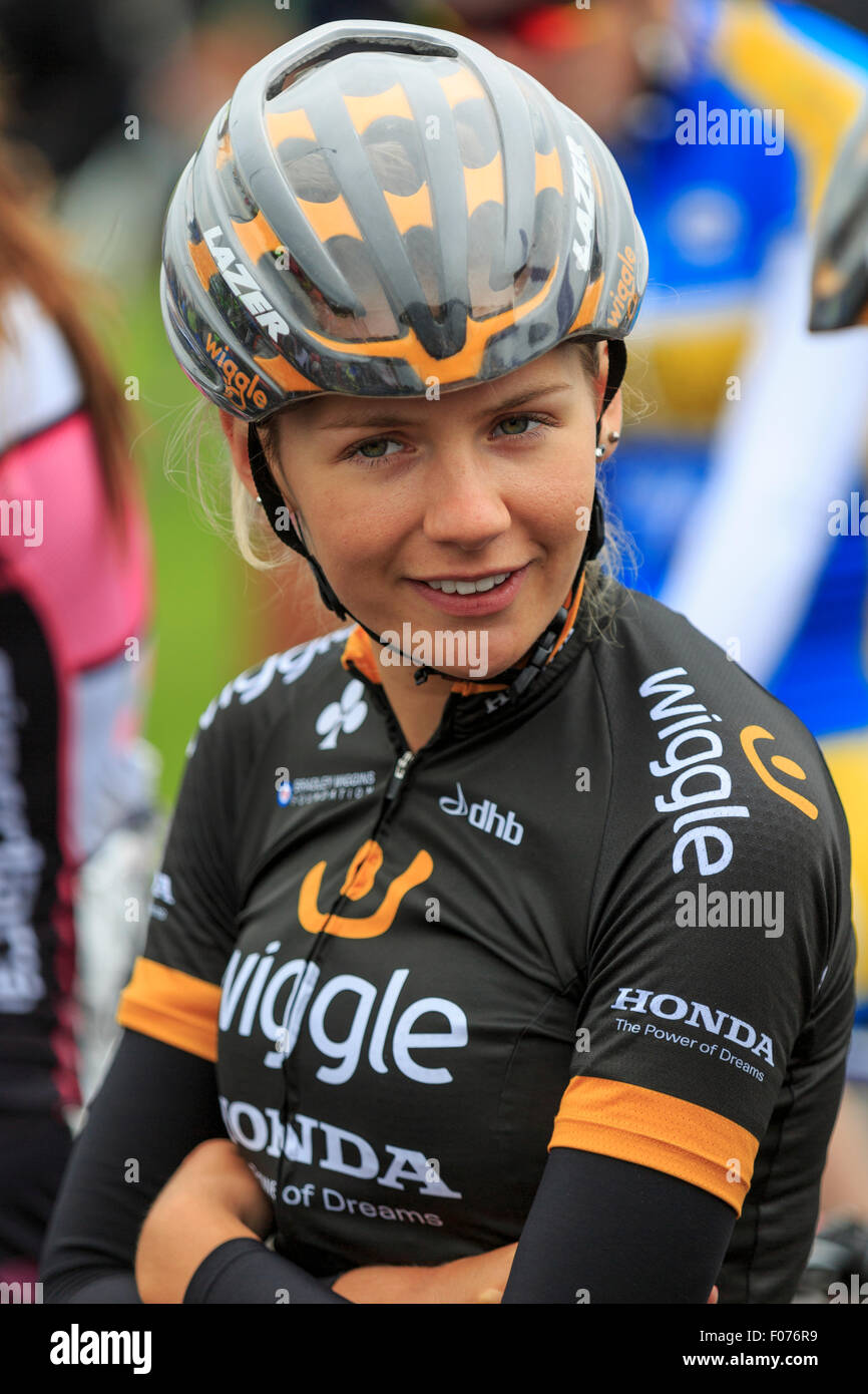 Wiggle Honda Anna Christian wartet auf den Start der britischen National Championships 2015, Lincoln Stockfoto