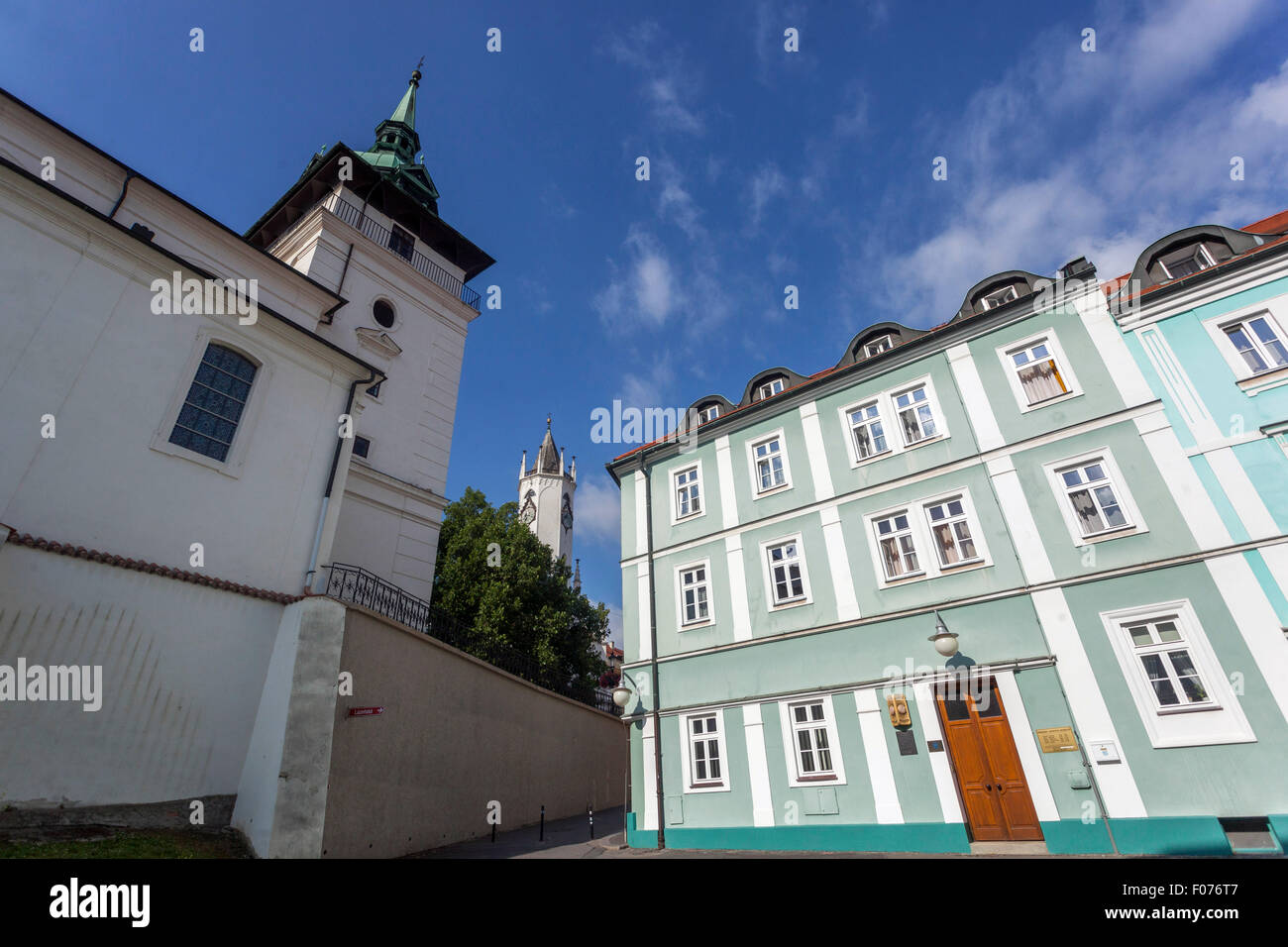 Kirche St. Johannes der Täufer, das Haus, wo er lebte und komponierte Beethoven, Teplice V Cechach, Kurort, Nordböhmen, Stockfoto
