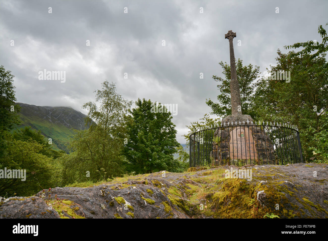 Massaker von Glencoe Memorial, obere Carnoch, Glencoe, Scotland, UK Stockfoto