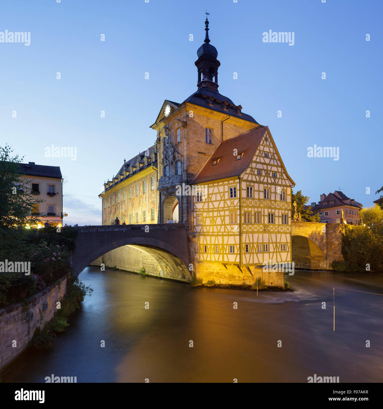 Altes Rathaus und die Obere Brücke, Bamberg, Bayern, Deutschland Stockfoto