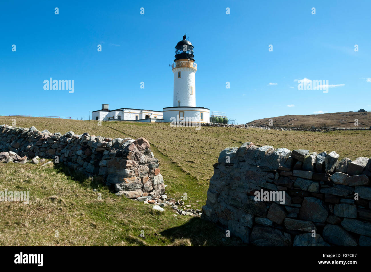 Cape Wrath Leuchtturm, Sutherland, Schottland, Großbritannien. Erbaut im Jahre 1828 unter Ingenieur Robert Stevenson. Stockfoto