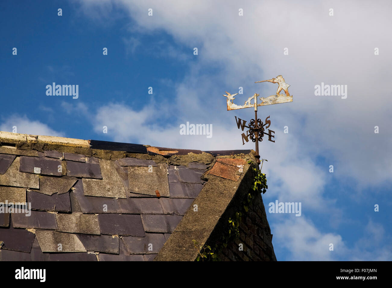 Kunstvollen Wetterfahne Darstellung einer Jagdszene, in der Nähe von Newross, County Wexford, Irland Stockfoto