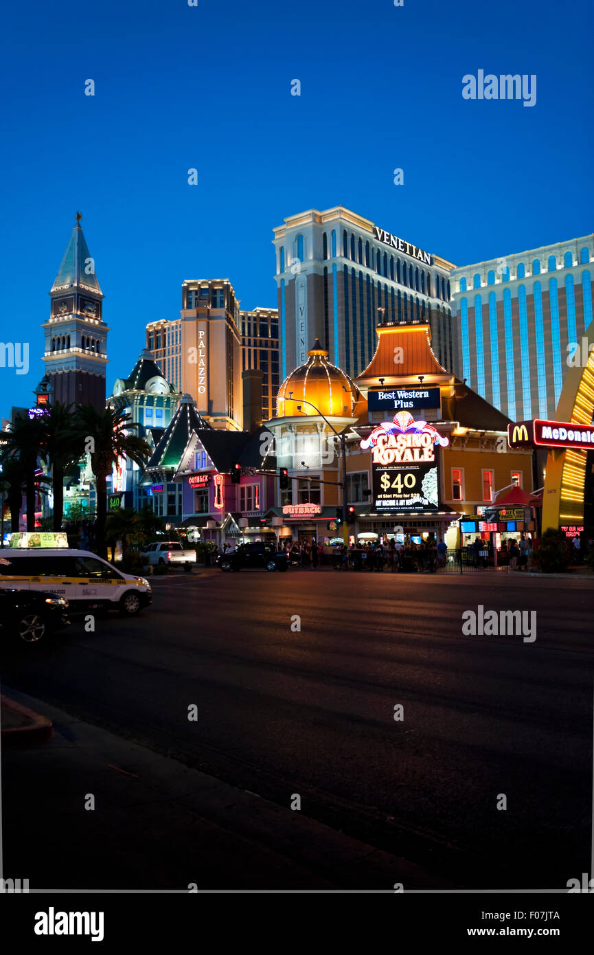 Las Vegas Nevada Skyline bei Nacht Stockfoto