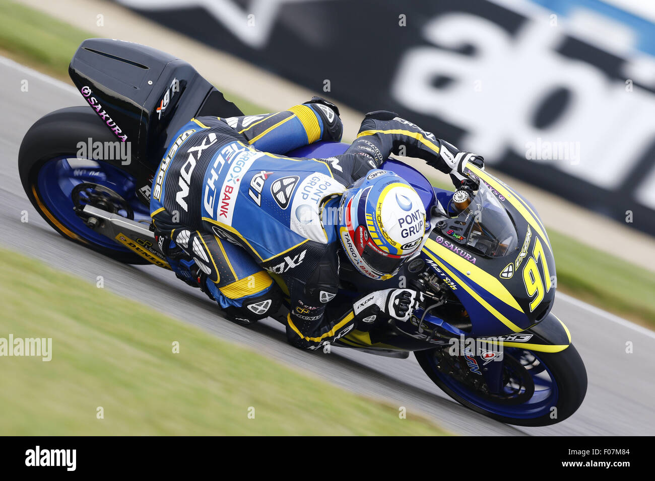 Indianapolis, Indiana, USA. 9. August 2015. 97The Moto 2 Rennen Dayat der Indianapolis motor SpeedwayX. VIERGEwithTECH 3 Credit: Antony Lawrence/ZUMA Draht/Alamy Live-Nachrichten Stockfoto