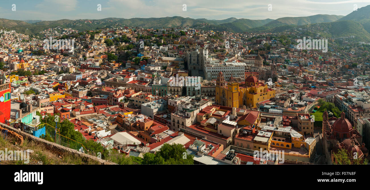 Centro Historico Panorama Guanajuato, Mexiko Stockfoto