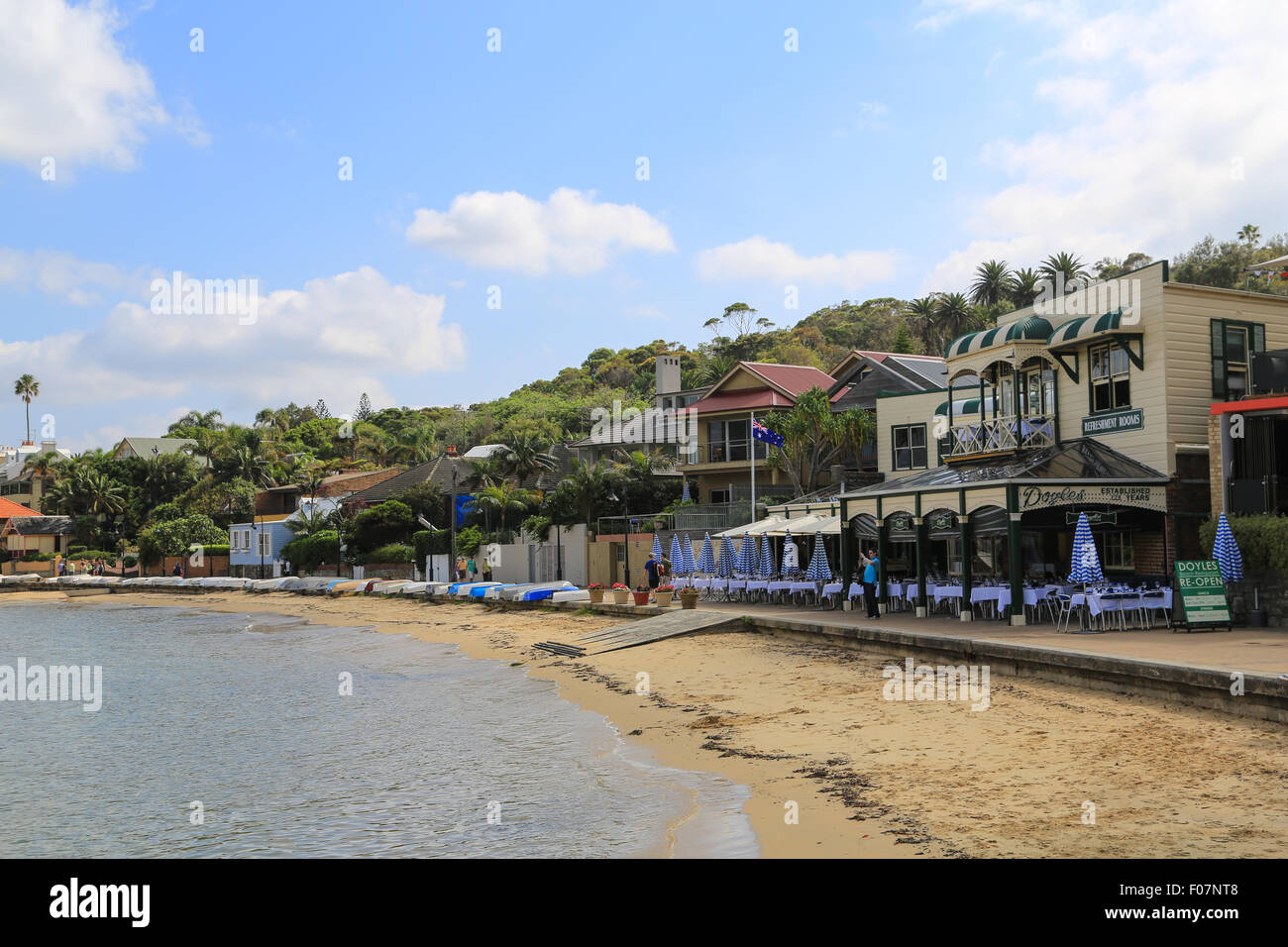 Doyles Restaurant und der Strand von Watsons Bay, New South Wales, Australien. Stockfoto