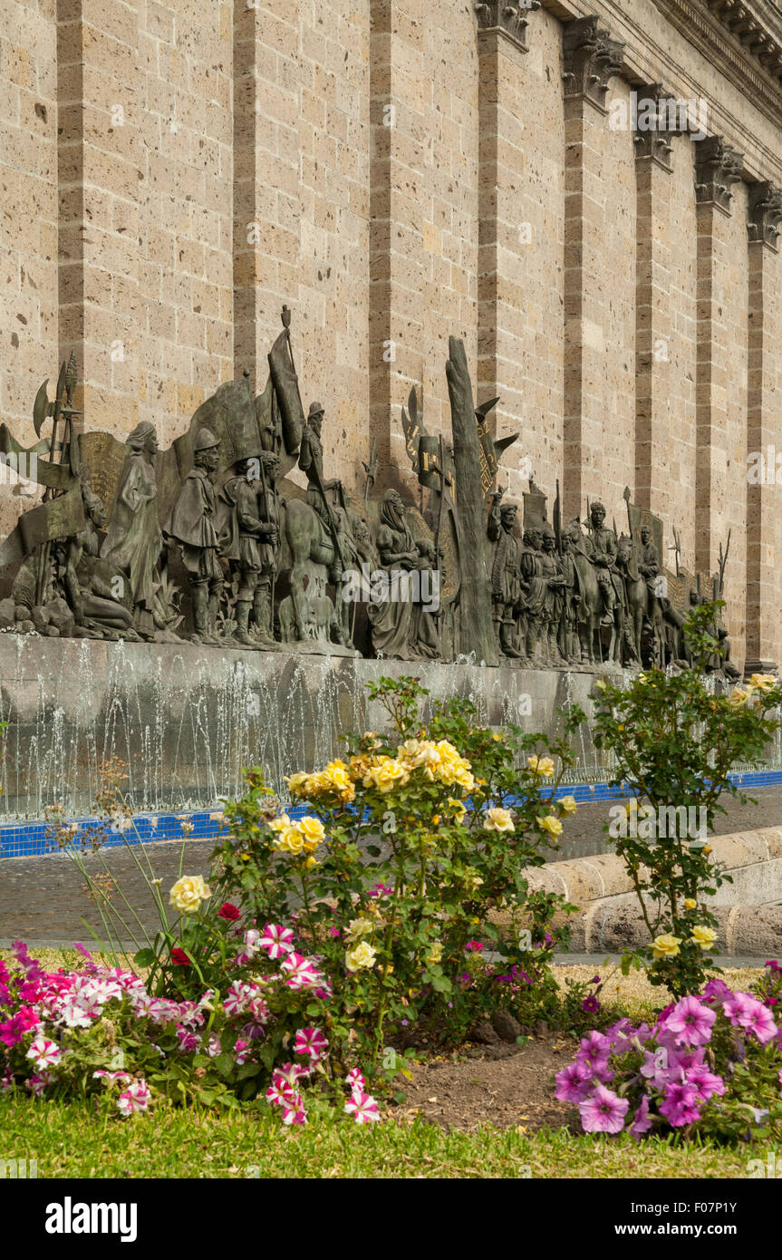 Founders Wandbild, Plaza Fundadores, Guadalajara, Mexiko Stockfoto