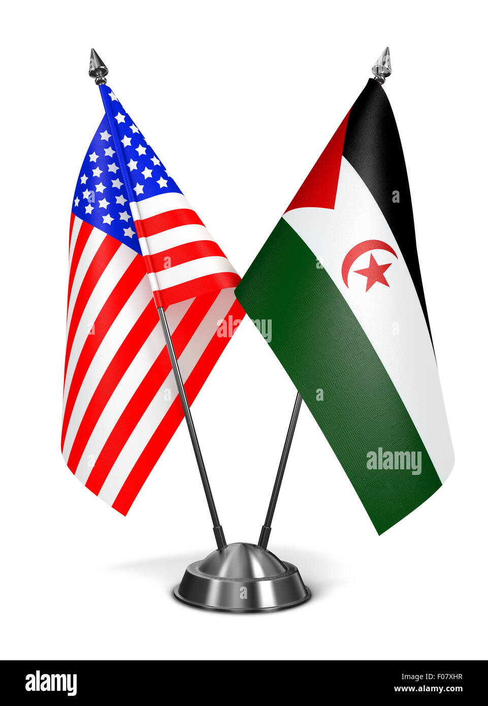 USA und Sahrawi arabische demokratische Republik - Miniatur-Flags. Stockfoto