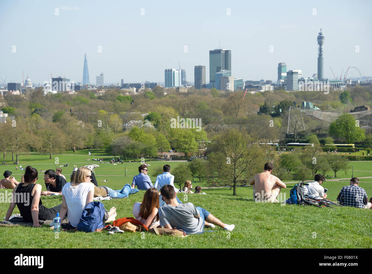 Ansicht von London von Primrose Hill, London Borough of Camden, London, England, Vereinigtes Königreich Stockfoto