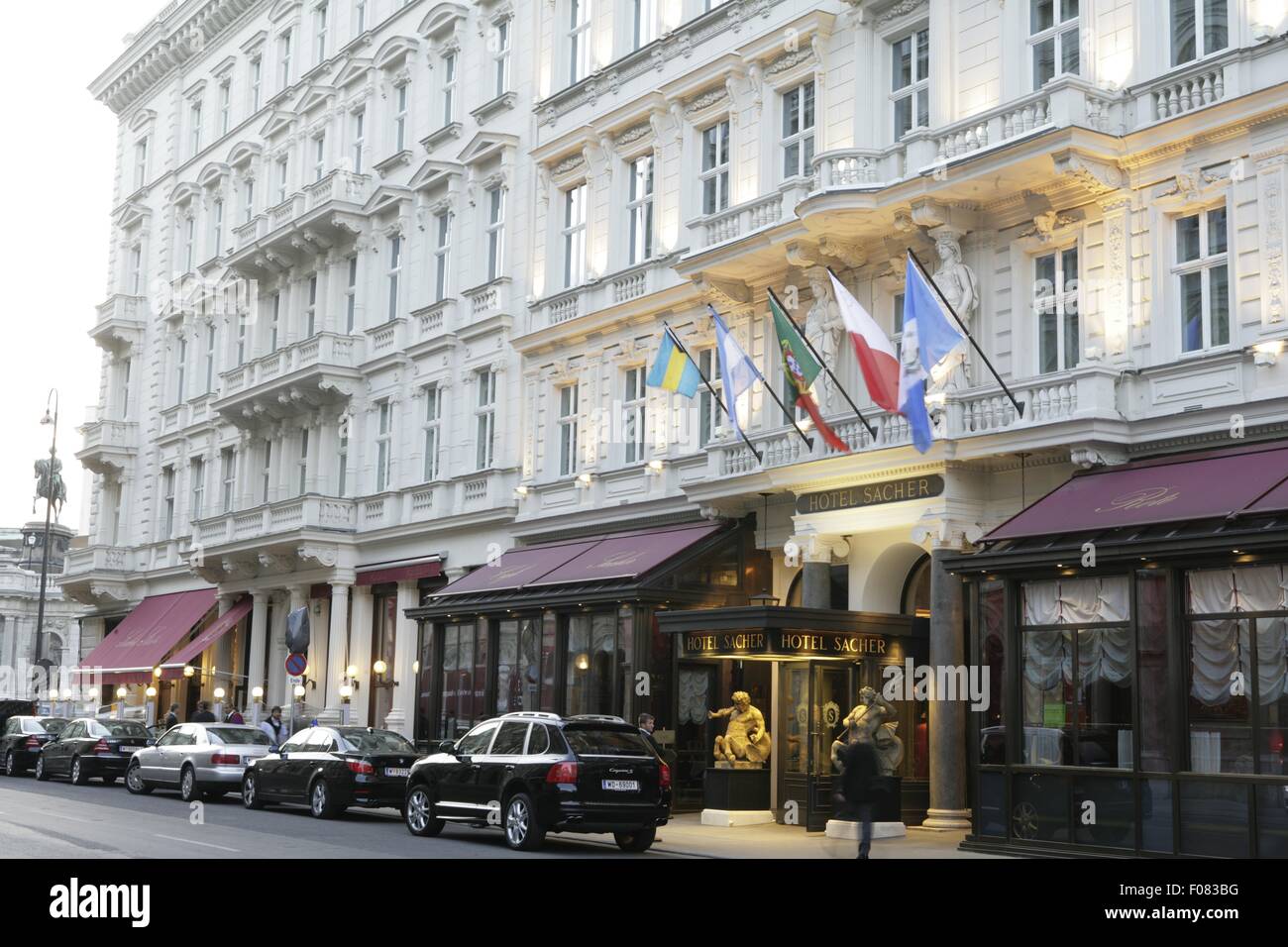 Außenseite des Hotel Sacher, Wien, Österreich Stockfoto