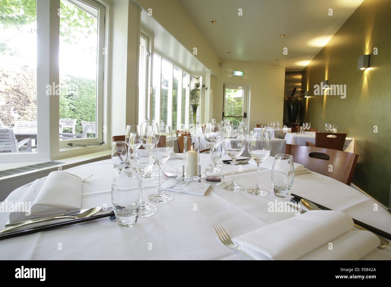 Tische gedeckt, im Restaurant, Niederlande Stockfoto