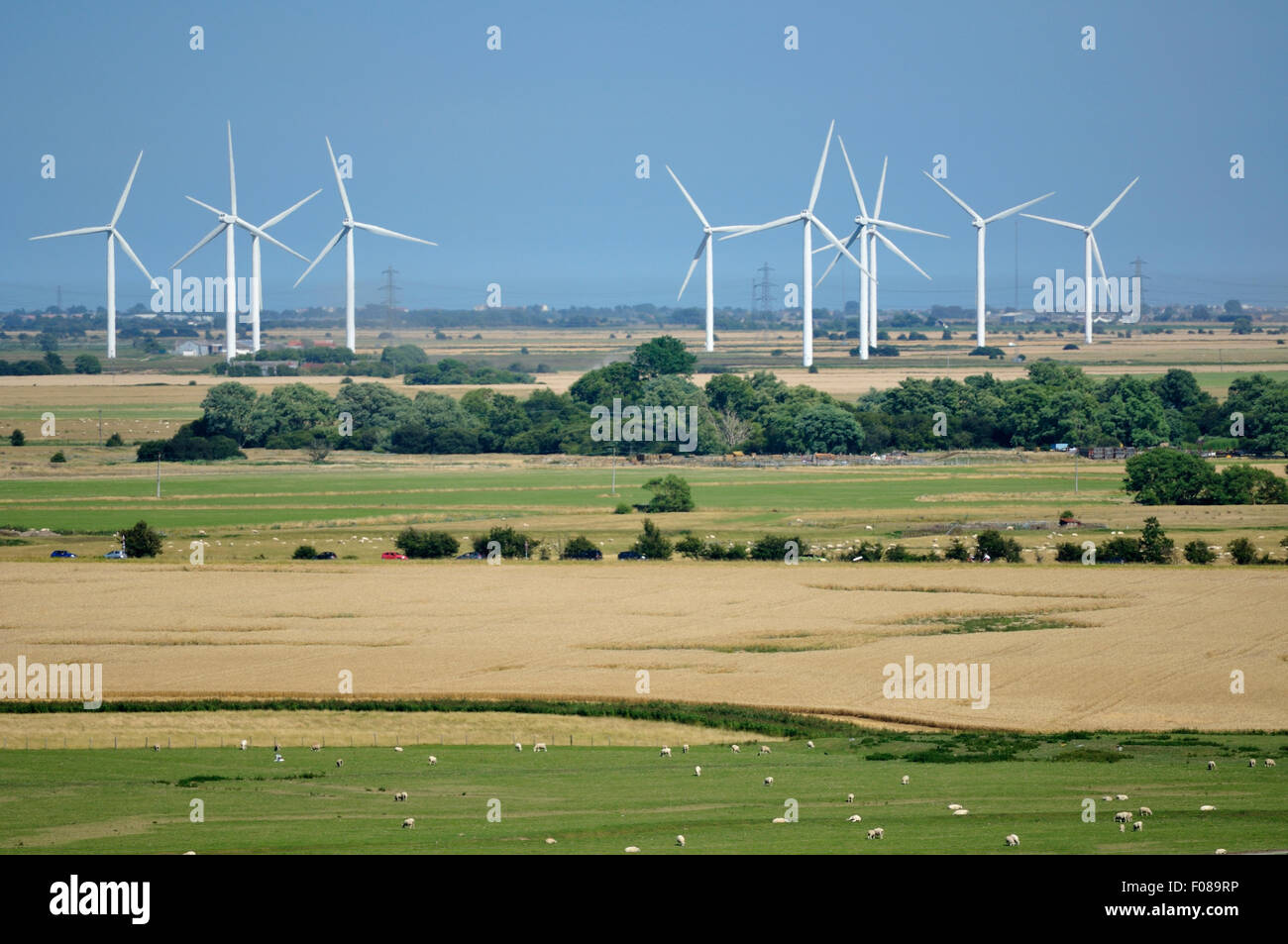 Wenig Cheyne Gericht Windpark auf Romney Marsh, Kent, England Stockfoto