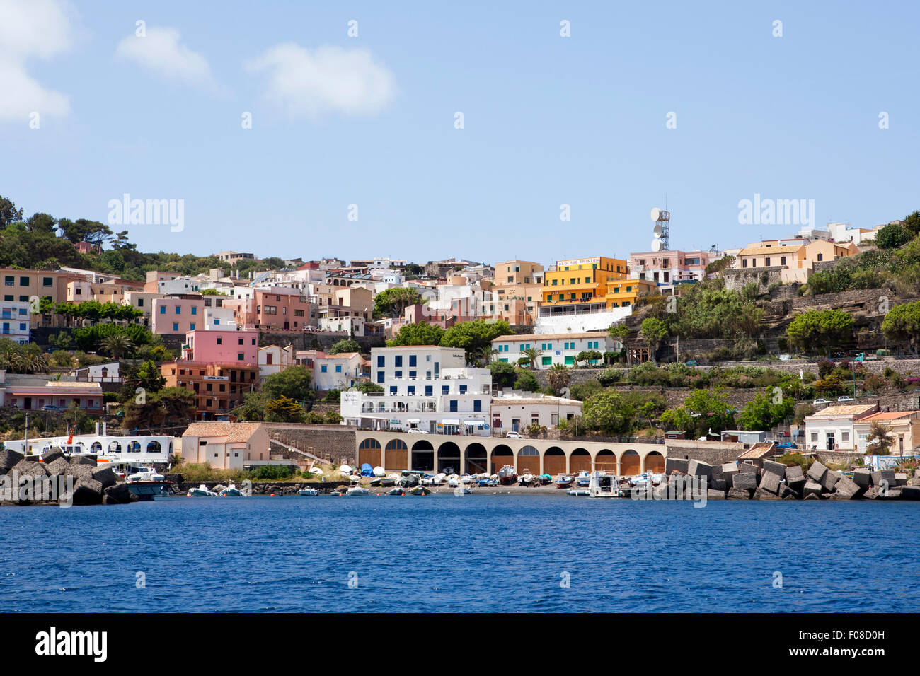 Hafen von Ustica Insel Ustica, Italien Stockfoto