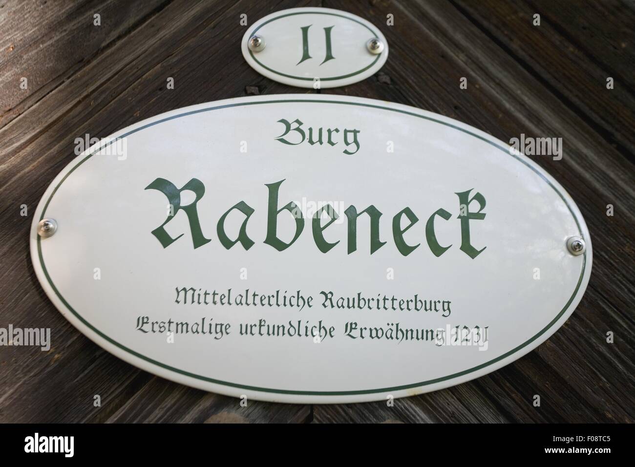 Schild im Naturpark, Fränkische Schweiz, Bayern, Deutschland Stockfoto