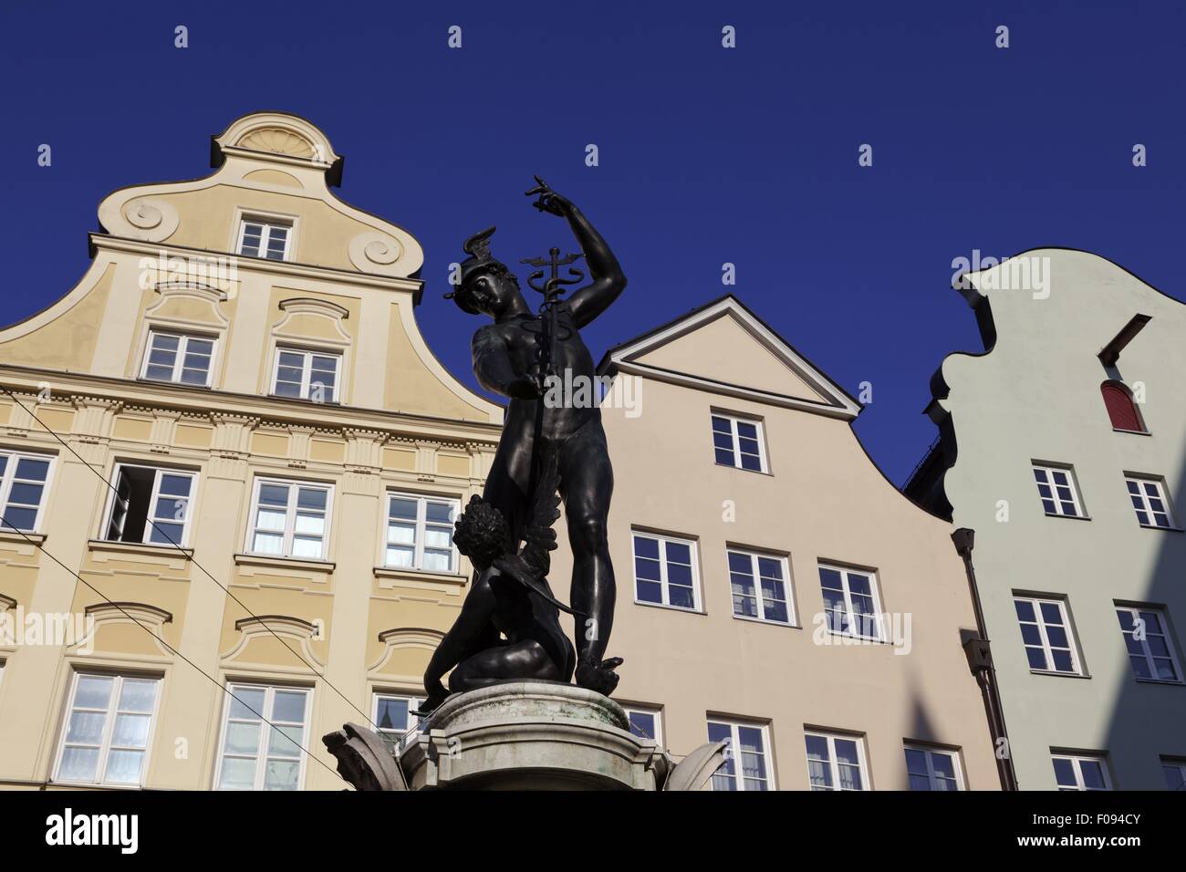 Quecksilber-Brunnen am Moritz Platz in Augsburg, Bayern, Deutschland Stockfoto
