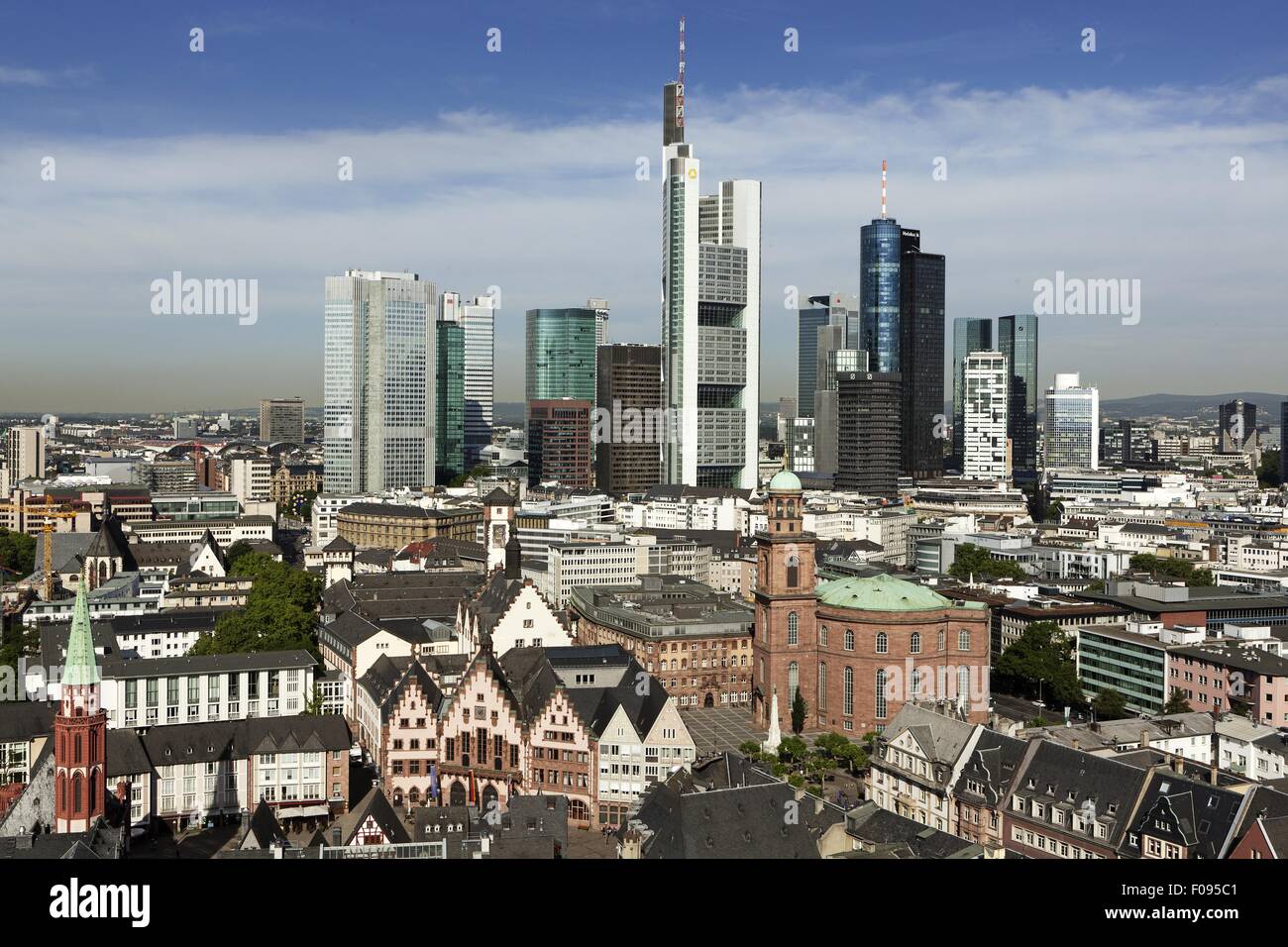 Blick auf Skyline von Frankfurt am Main, Hessen, Deutschland Stockfoto