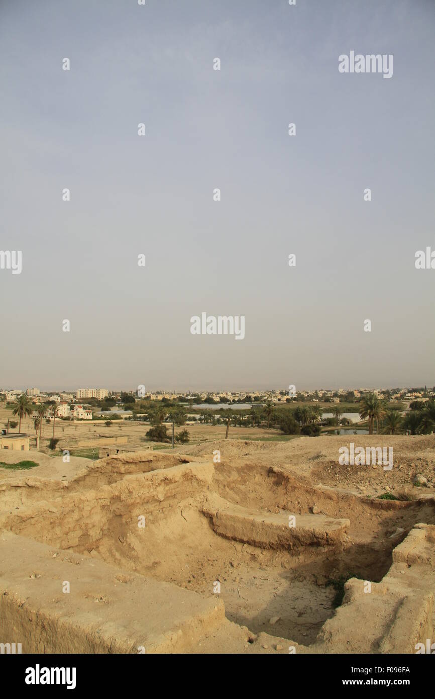 Jordan-Tal, eine Ansicht von Jericho von Tel Jericho (Tel a-Sultan) Stockfoto